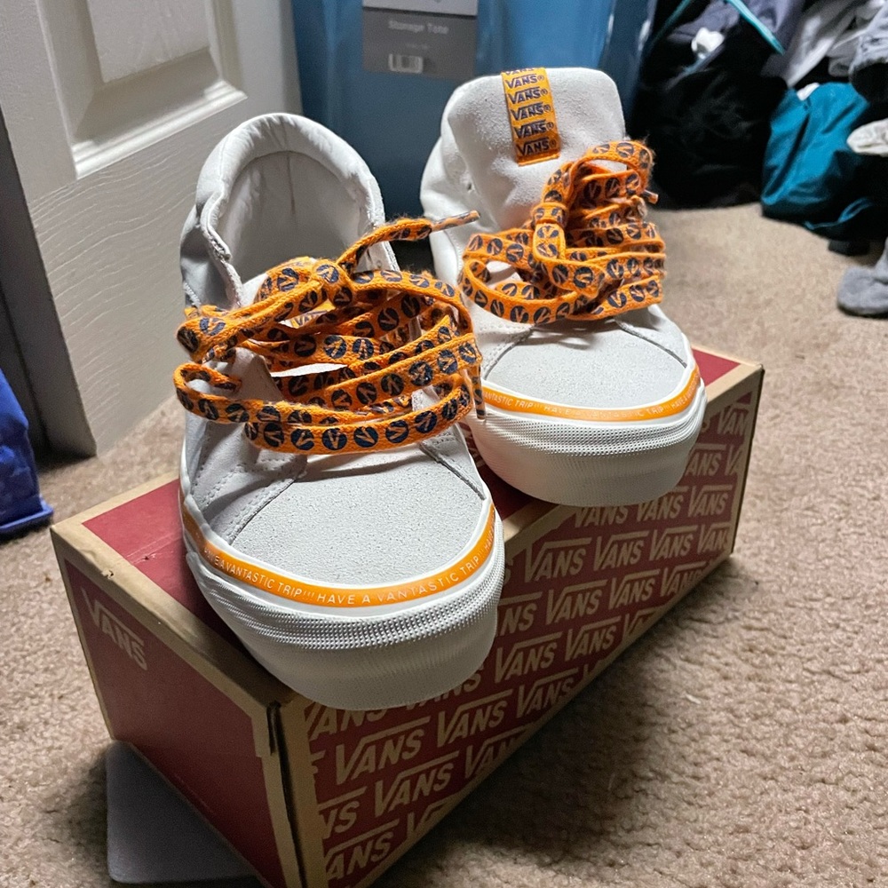 White and orange brand new vans size 9